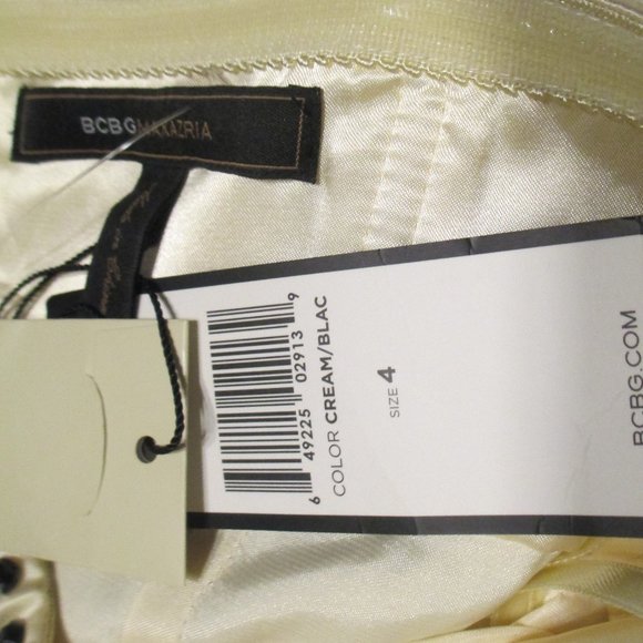 NWT: BCBG MAXAZRIA Cocktail Mini Dress Cream & Blk Sz 4 - Picture 5 of 6